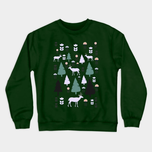 Deer and a floral pasture Crewneck Sweatshirt by CocoDes